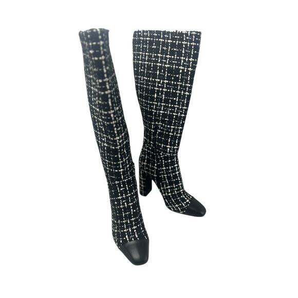 NWOB Steve Madden Ally-C Cap Toe Tall Boots In Black & White Size 8 M - Picture 5 of 10
